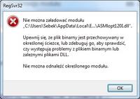 Windows 7 - regsvr32 nie można załadować modułu.