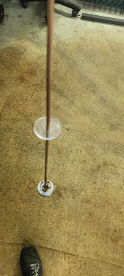 DIY antenna mounted on the floor.