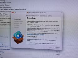 Installing OpenCore Legacy Patcher on Mac OpenCore Legacy Patcher installation screen on a Mac computer.