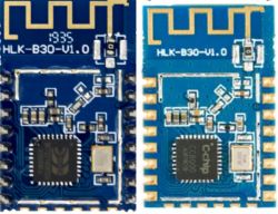 Two electronic modules HLK-B30-V1.0, the left one with chip 1935, the right one with chip CC8000.