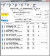 Interpretacja SMART dysku Hitachi 320GB 2.5 z 2010 roku