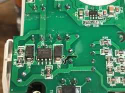 Circuit Board of Tuya 3-Phase Energy Meter View of the circuit board inside a Tuya 3-phase energy meter.