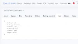 Sonoff SNZB-04 Door Sensor State Panel in Zigbee2MQTT Screenshot of the Zigbee2MQTT panel showing the state details of a Sonoff SNZB-04 door sensor, including battery, contact, and signal status.