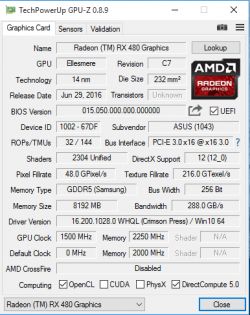 SAPPHIRE RX 480 4G wgranie BIOSU od wersji 8G