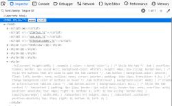 Screenshot of a browser debugging tool showing loaded HTML, JavaScript, and CSS code.