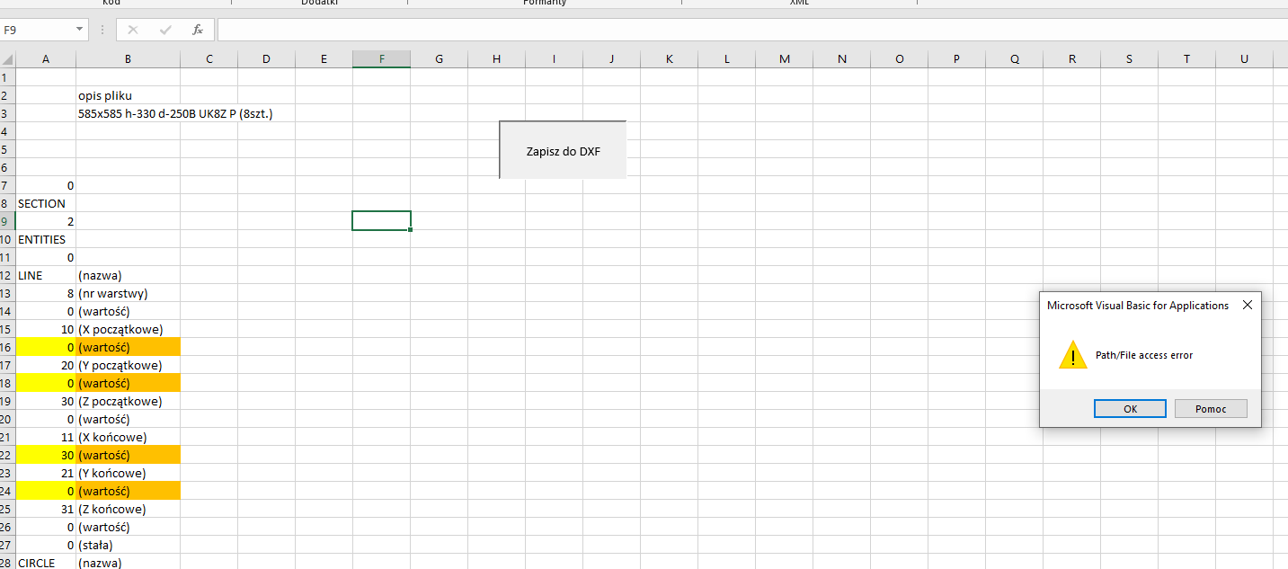 [Rozwiązano] Excel makro eksportujące dane do pliku .txt