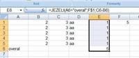 Excel - Jak użyć SUMA.JEŻELI dla tekstu OVERALL RESULT w kolumnie A?