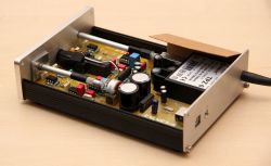 New Case for Headphone Amplifier Headphone amplifier in a new larger case with a mounted electronic board.