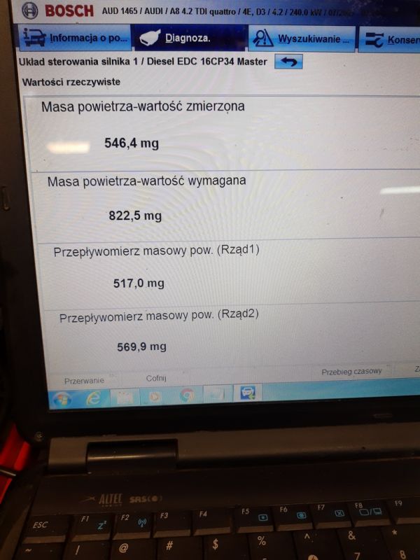 Audi A8 D3 4.2TDI 2005 - Błędy przepływomierzy, poddymianie i drgania na jałowym biegu