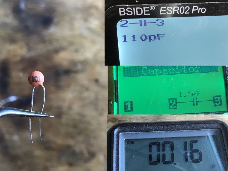 Comparison of Capacitor Measurements by BSIDE ESR02 Pro Tester BSIDE ESR02 Pro tester comparing capacitor values