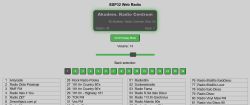 ESP32 web radio interface with Akadem. Radio Centrum selected and a list of radio stations.