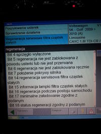 VW GOLF VI 1.6TDI - DPF nie wykonuje regeneracji wymusznej oraz aktywnej