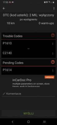 Nissan Almera 1.5 2001 nie odpala po wymianie akumulatora - NATS, błąd P1610