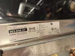 Etykieta informacyjna zmywarki IKEA Skinande model GHE623CB4
