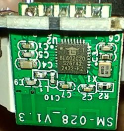 Close-up of PCB with BL602CG20 chip and SM-028-V1.3 marking
