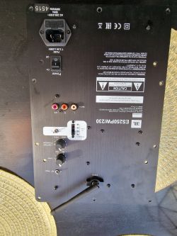 Panel tylni subwoofera JBL ES250PW z widocznymi złączami.