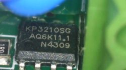 Close-up of KP3210SG integrated circuit on a green PCB.