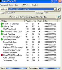 Test dysku Segate 80 GB - dużo błędów CRC Error Count