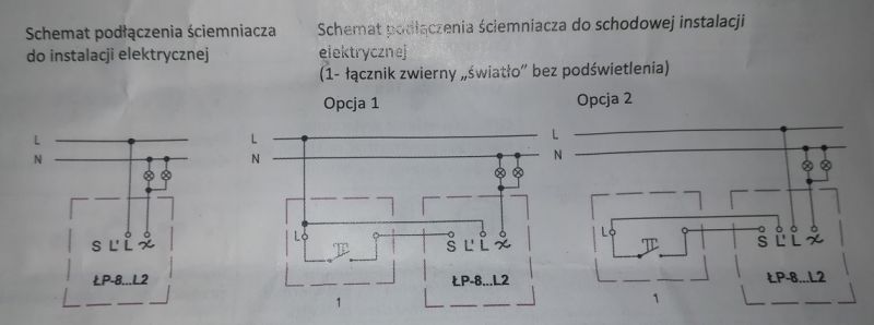 Połączenie włącznika dwugrupowego ze ściemniaczem (Ospel)