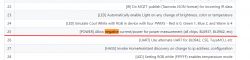 Fragment of a software feature list with a highlighted row in orange.