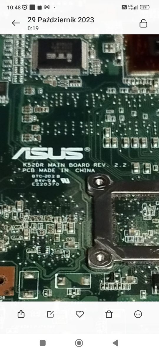 Carte Mère Asus K52D K52DR REV:2.2 Pour Pièces (allumage Aléatoire)