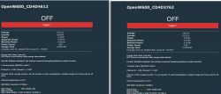 Two status cards for OpenW600 devices with different power data.