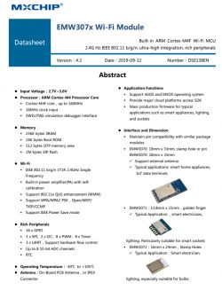 EMW307x Wi-Fi Module Specification Datasheet of the EMW307x Wi-Fi module with technical specification details.