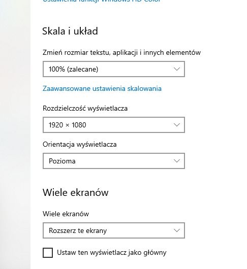 Windows display settings with 1920×1080 resolution and 100% scaling selected
