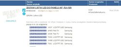 Zestaw listw LED do panelu 40 cali z listą kompatybilnych modeli Samsung
