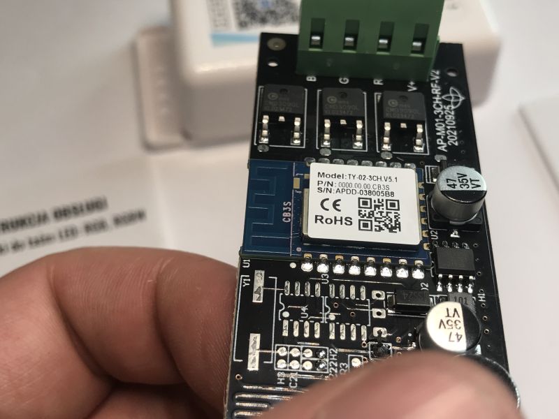 EC79901 LED Controller with CB3S WiFi Module LED controller EC79901 with visible PCB and integrated CB3S WiFi module.