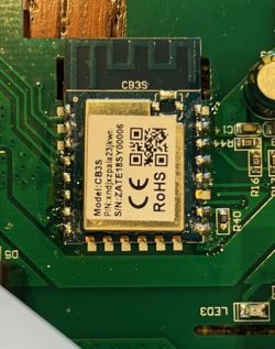 CB3S Module on a PCB CB3S module on a PCB with visible components and a QR code