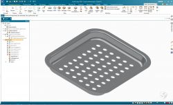 Model tacy w programie Solid Edge z otworami o wyglądzie stalowym.