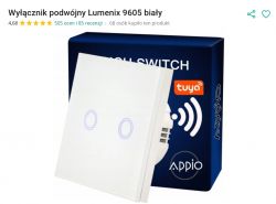 Double Lumenix 9605 Light Switch White, double Lumenix 9605 light switch with a box featuring Appio and Tuya logos.