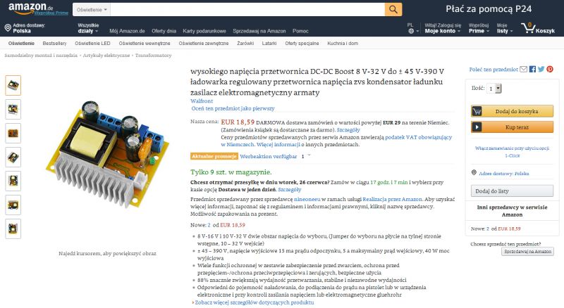 Gdzie kupię przetwornicę stepup dc-dc 5-12v/ 400v