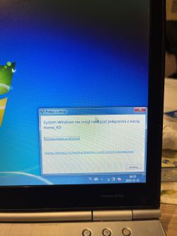 Błąd połączenia WiFi z siecią Home_KD w systemie Windows 7 Komunikat błędu połączenia WiFi z siecią Home_KD na laptopie z Windows 7