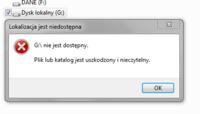 Dysk w obudowie USB wyświetla "dynamiczny nieprawidłowy"