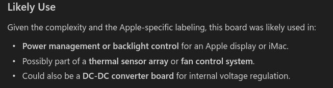 Lista możliwych zastosowań płytki Apple według opisu systemowego