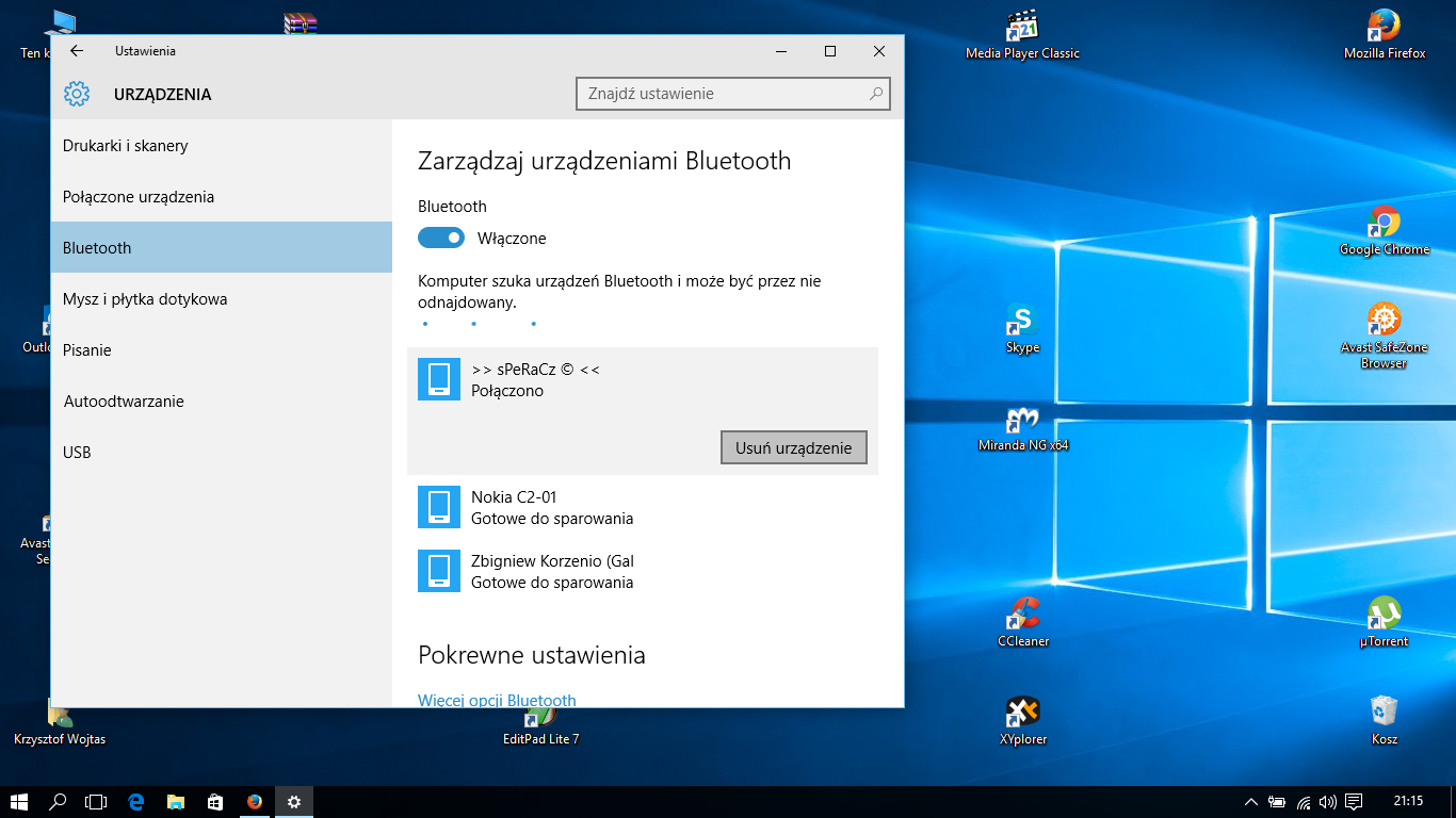 Windows 10 Jak usunąć sparowane urządzenia bluetooth?