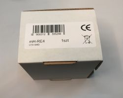 White box with a label showing a barcode, CE mark, and the product name mH-RE4 LED-SMD.