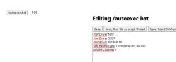 Screenshot of a text editor with the /autoexec.bat file open containing a script.