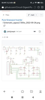 Schemat ideowy inwertera sinusoidalnego 300W wyświetlany na ekranie smartfona.