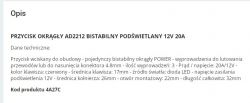 Opis przycisku okrągłego AD2212 bistabilnego podświetlanego 12V 20A.