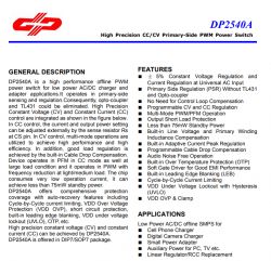 DP2540A Chip Specification Technical description of the DP2540A chip on a white background.