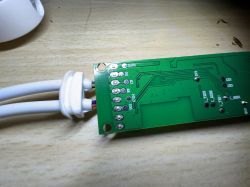 LED controller circuit board with visible soldered connections