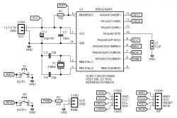 Electrical Schematic of PWM Generator on ATtiny Schematic of a simple PWM generator with an ATtiny microcontroller.