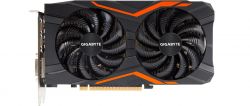 Karta graficzna Gigabyte GTX 1050 Ti z dwoma wentylatorami.