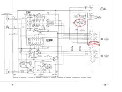 Fragment schematu z układem przełączania prędkości silnika i napięciami ±7V