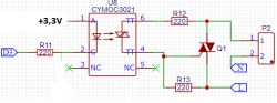 Schematic of connecting an optotriac to D3 pin on ESP8266.