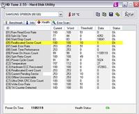 Dysk HDD80GB Czerwone kwadraty HD Tune, wolno chodzi...