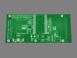 ESP32 Web Radio PCB render with component labels.